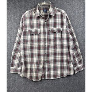 Faded Glory Flannel Shirt XL 46-48 Plaid Tusk Merlot  90s Vintage Grunge Cotton